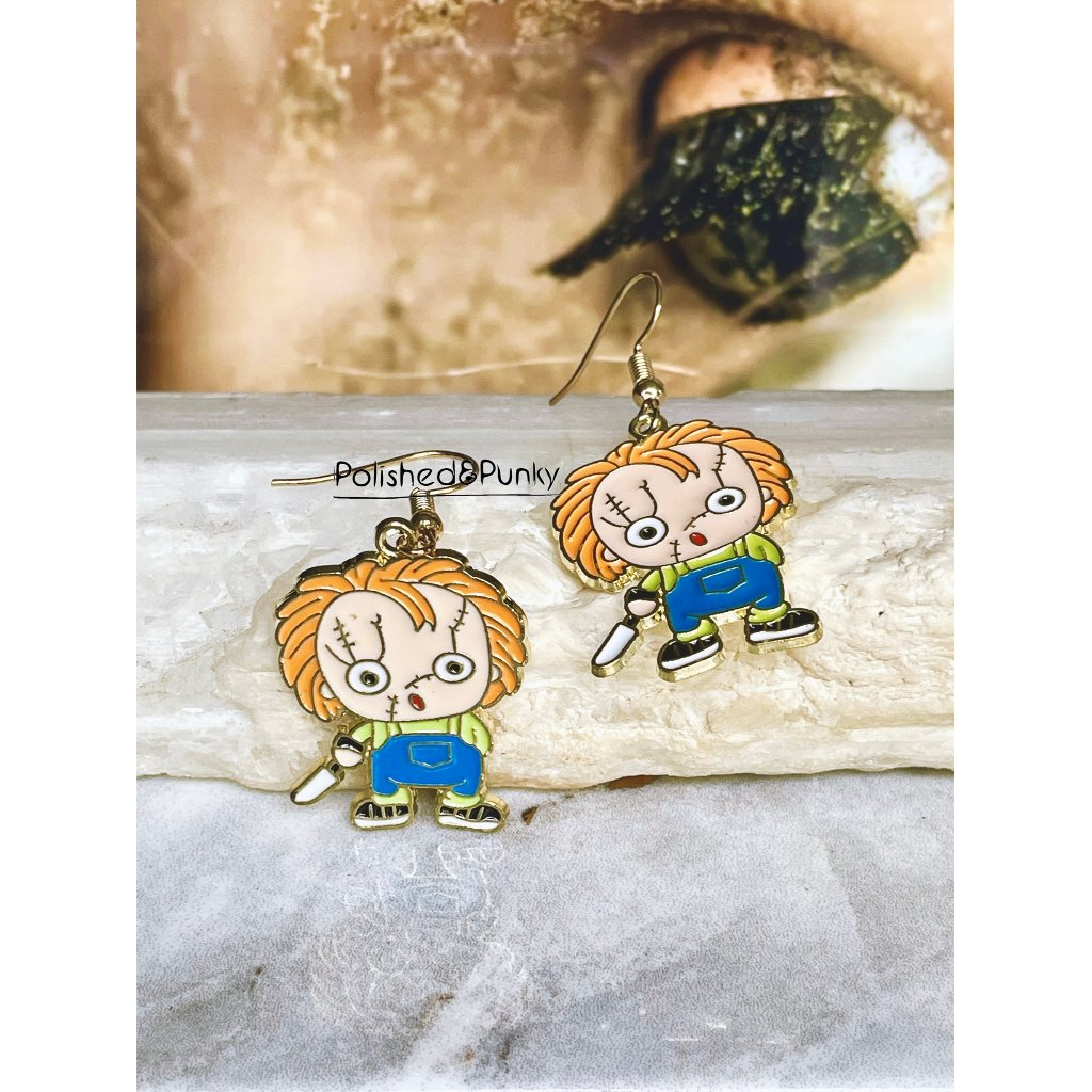 Halloween Baby Chucky Earrings ~ Chucky Earrings ~ Halloween Earrings In Box